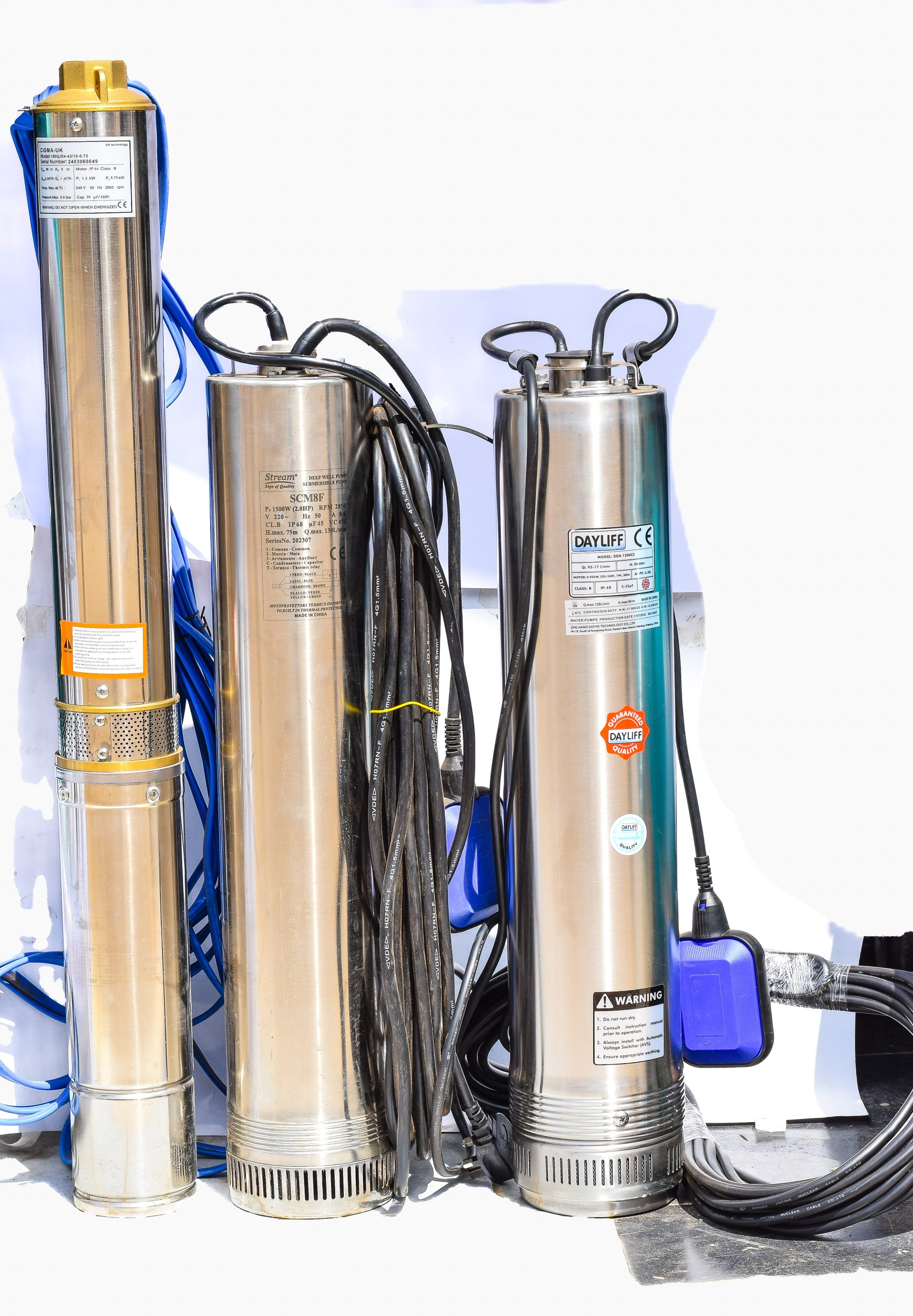 DEEP WELL PUMP- DAYLIFF/STEAM/CIGMA.AQUAPOND.TOTAL 2HP 1.5HP 1HP 0,5HP