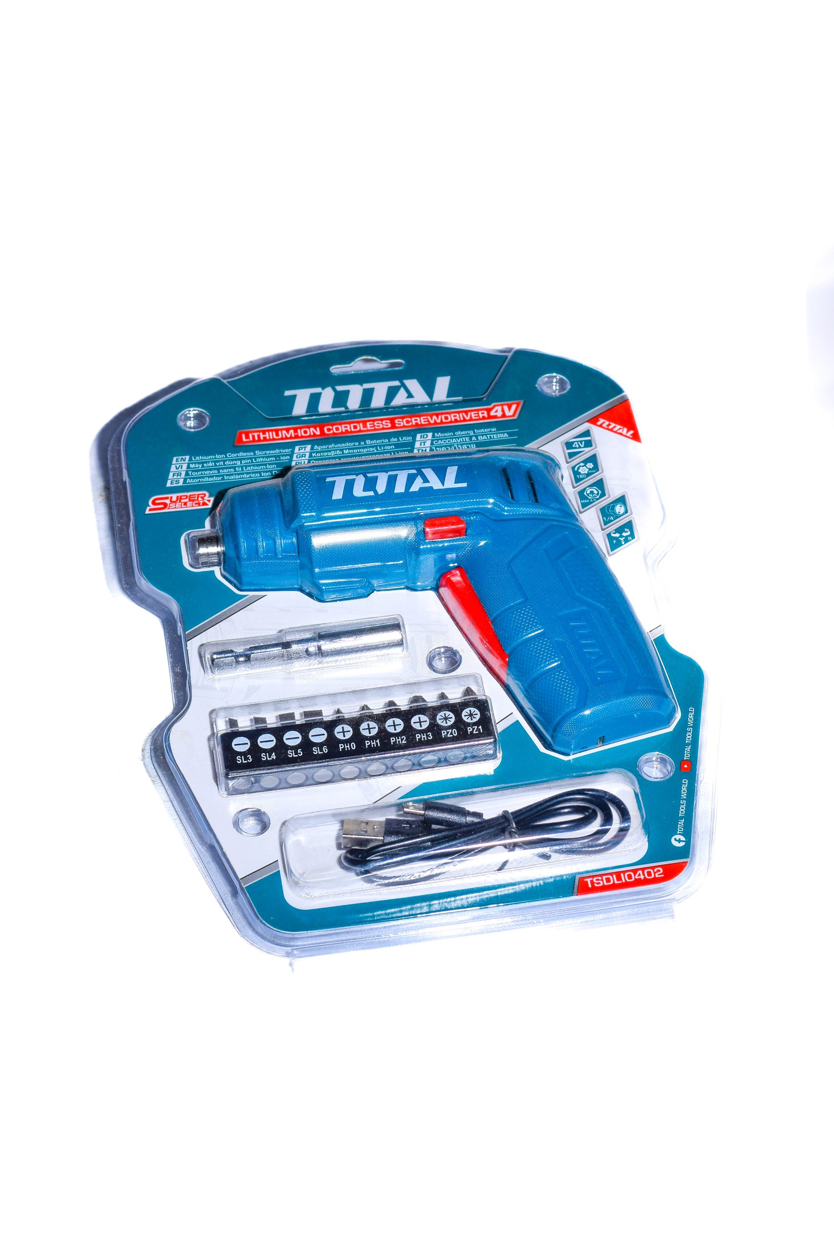 TOTAL LITHIUM ION CORDLESS SCREWDRIVER 4V-TSDLI0402